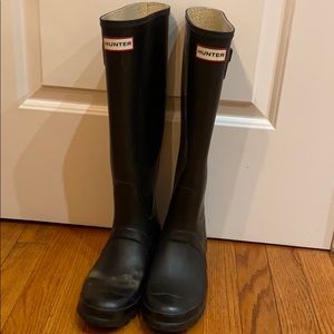 Matte Black Waterproof Hunter Rainboots - size 8